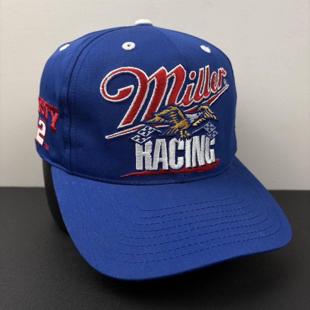 Vintage 90s Miller Racing Hat Rusty Wallace 2 Eagle Blue Snapback NASCAR Cap